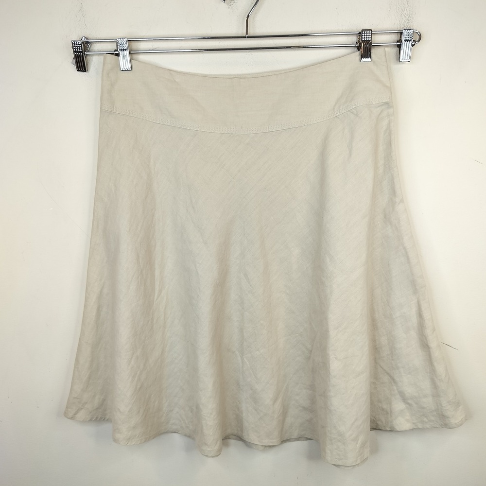 Merona Linen A-Line Skirt Size 14 Casual Minimalist Beige Eco Natural